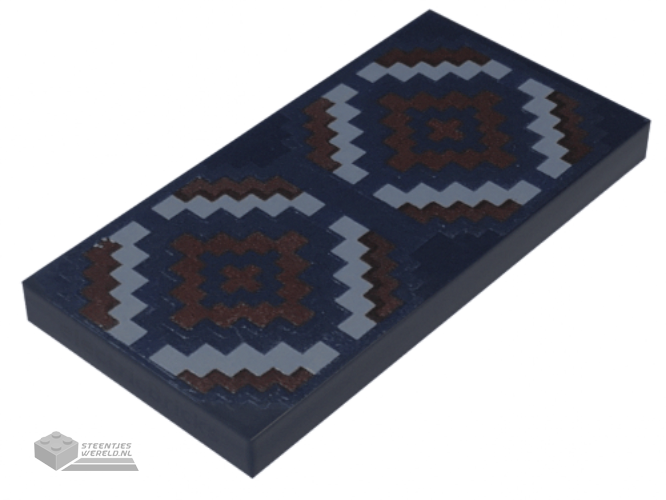 87079pb1034 – Tile 2 x 4 with Dark Red and Medium Blue Geometric Rug Pattern