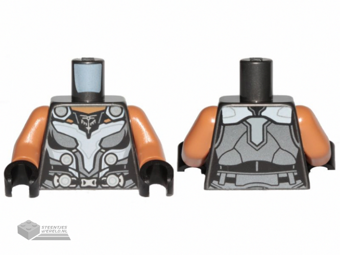 973pb4686c01 - Torso Female Armor with Silver Plates Pattern (Valkyrie) / Medium Nougat Arms / Black Hands