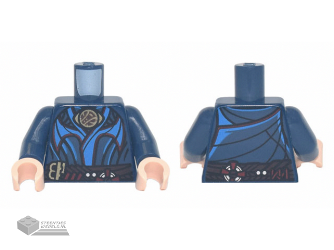 973pb4654c01 - Torso Robe with Dark Azure and Red Trim, Gold Eye-Shaped Brooch, Dark Brown Belt, Sling Ring Pattern / Dark Blue Arms / Light Nougat Hands