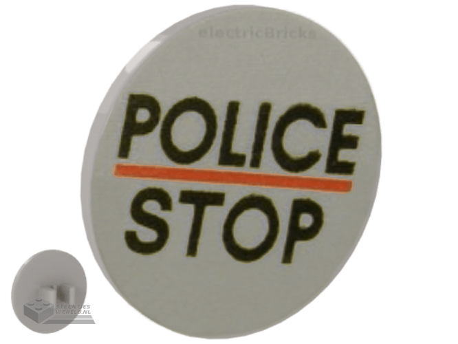 30261px1 – Road Sign 2 x 2 Round with Clip with Black ‘POLICE’ and ‘STOP’, Red Line Pattern