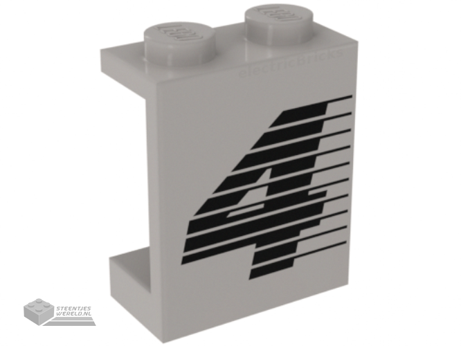 4864apx4 - Panel 1 x 2 x 2 - Solid Studs with Black Number 4 and Lines Pattern