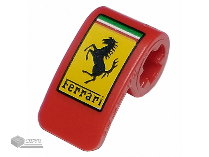 89679pb001 – Technic, Panel Curved 2 x 1 x 1 with Ferrari Logo, Black Horse on Yellow Rectangle Pattern