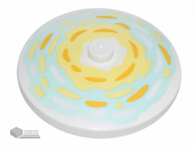 3960pb071 – Dish 4 x 4 Inverted (Radar) with Solid Stud with Bright Light Yellow and Bright Light Orange Brushstrokes on Bright Light Yellow and Light Aqua Background Pattern