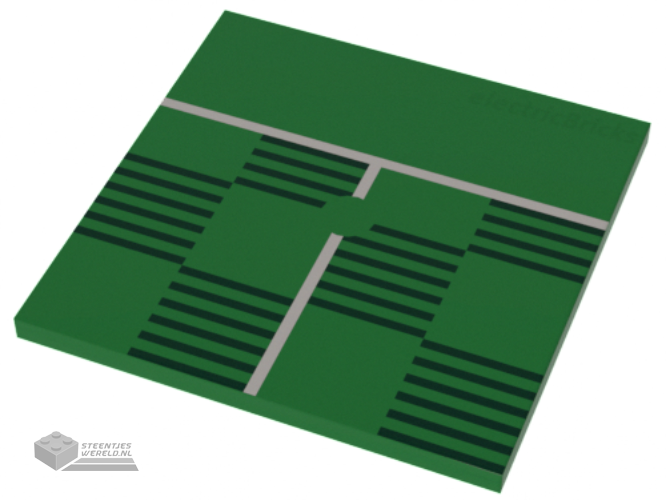 10202pb015 - Tile 6 x 6 with Bottom Tubes with Soccer (Football) Pitch Halfway Line Pattern