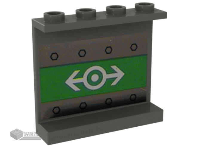 4215bpb06 – Panel 1 x 4 x 3 – Hollow Studs with Train Logo White on Green Pattern on Inside (Sticker) – Set 4512-1