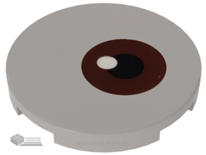 67095pb002 – Tile, Round 3 x 3 with Reddish Brown and Black Eye Pattern