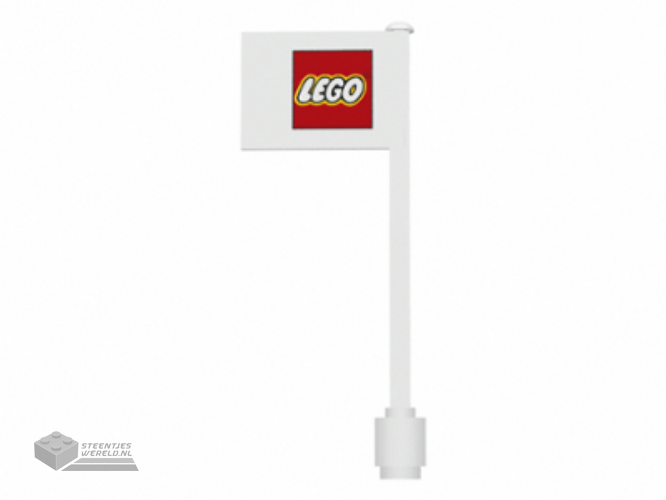 3596pb03 - Flag on Flagpole, Straight with Red Small Lego Pattern