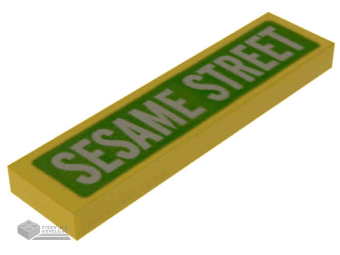 2431pb647 – Tile 1 x 4 with White 'SESAME STREET' on Lime Background Pattern