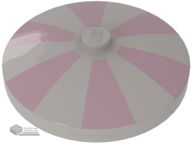 3960pb001 – Dish 4 x 4 Inverted (Radar) with Solid Stud with Thick Pink and Thin Light Green Stripes Pattern
