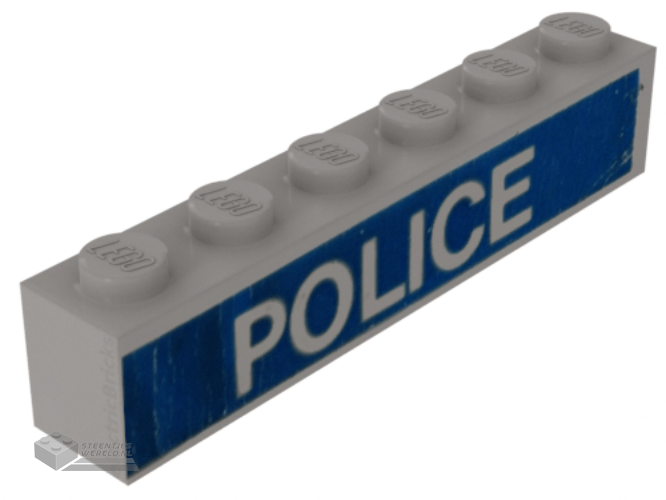 3009pb095 – Brick 1 x 6 with White ‘POLICE’ on Blue Background Pattern (Sticker) – Set 364