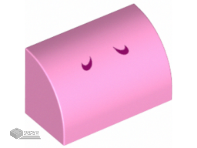 37352pb010 – Slope, Curved 1 x 2 x 1 with 2 Magenta Curved Lines Pattern (Yoshi Nostrils)