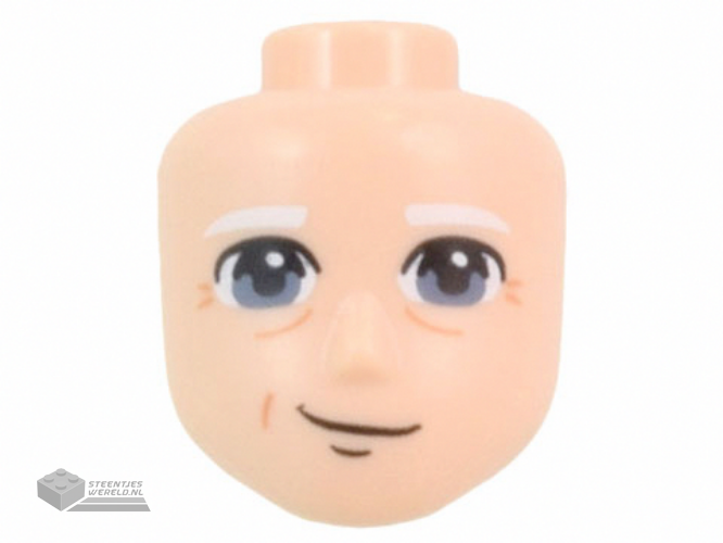 72433 – Mini Doll, Head Friends Male Large with Sand Blue Eyes, White Eyebrows, and Lopsided Smile Pattern