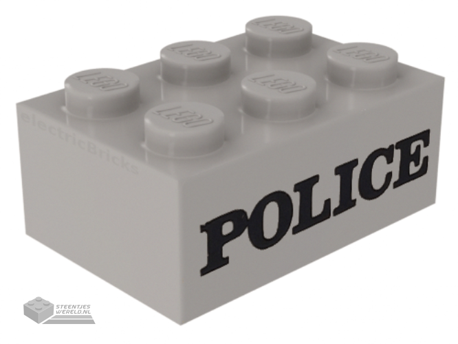 3002oldpb06 – Brick 2 x 3 with Black ‘POLICE’ Serif Bold Pattern (Embossed)