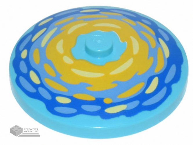 3960pb070 – Dish 4 x 4 Inverted (Radar) with Solid Stud with Yellow, Medium Blue, and Bright Light Yellow Brushstrokes on Yellow, Medium Blue, and Blue Background Pattern