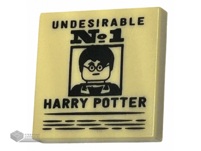 3068bpb2006 – Tile 2 x 2 with Groove with Poster ‘UNDESIRABLE No.1’ and ‘HARRY POTTER’ Pattern