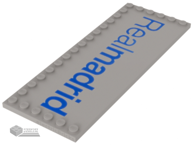 6205pb012 - Tile, Modified 6 x 16 with Studs on Edges with Blue 'Realmadrid' Pattern