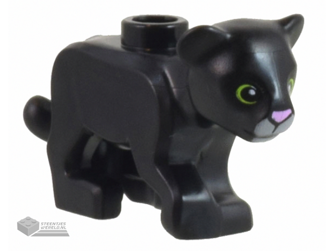 77307pb03 – Lion Baby Cub with Lime Eyes and Dark Bluish Gray and Bright Pink Nose Pattern (Panther Tendi)