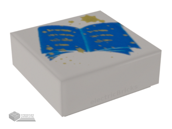 3070bpx8 – Tile 1 x 1 with Groove with Blue Open Book and Gold Stars Pattern