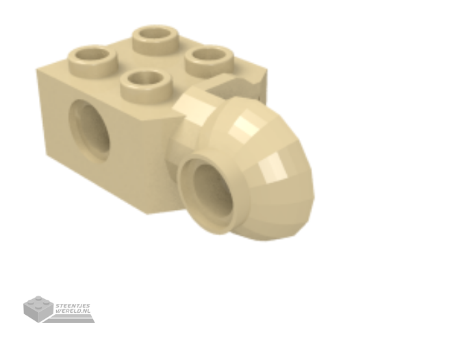 48171 – Technic, Steen aangepast 2 x 2 met pin gaten en Rotation Joint Ball Half (Vertical zijkant)