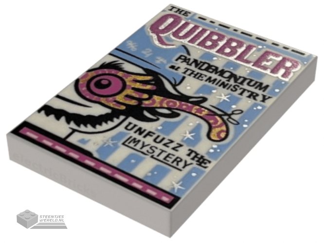 26603pb023 – Tile 2 x 3 with The Quibbler Newspaper Pattern