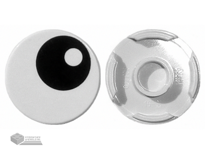 14769pb004 – Tile, Round 2 x 2 with Bottom Stud Holder with Black Eye with Pupil Pattern