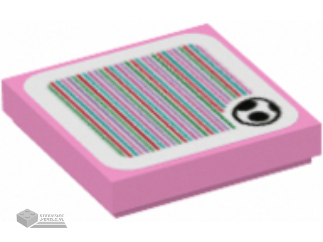 3068bpb1807 - Tile 2 x 2 with Groove with Super Mario Scanner Code Yoshi Egg Pattern (Sticker) - Sets 71387 / 71419