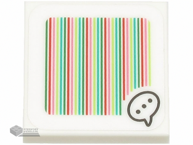 3068bpb2053 – Tile 2 x 2 with Groove with Super Mario Scanner Code Toad Speech Bubble with Ellipsis Pattern (Sticker) – Sets 71403 / 71408 / 71410 / 71413 / 71419