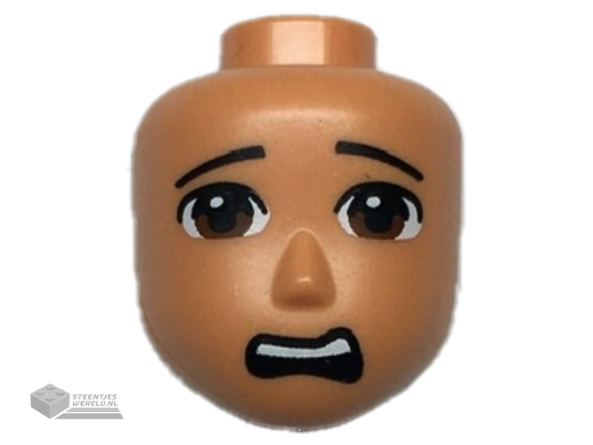 84070 – Mini Doll, Head Friends Male Large with Reddish Brown Eyes, Black Eyebrows and Scared Open Mouth Pattern