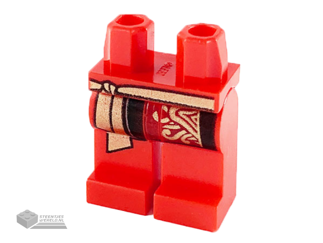 970c00pb1061 - Hips and Legs with Gold Tied Sash, Dark Red Robe End with Gold Decoration Pattern