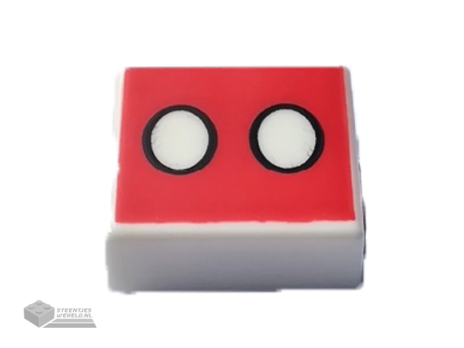 3070bpb254 – Tile 1 x 1 with Groove with White Ovals (Eyes) on Red Background Pattern