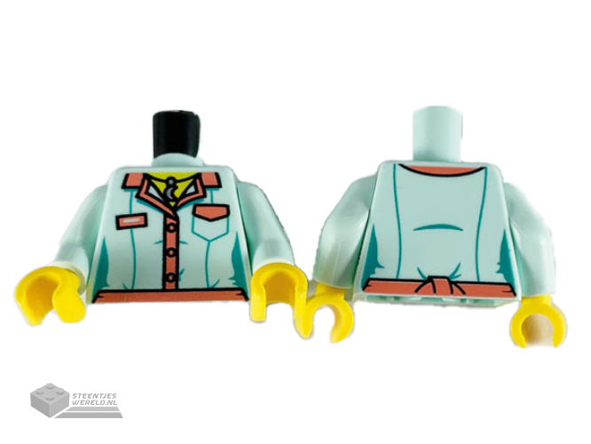 973pb3711c01 - Torso Female Blouse, Dark Pink Collar and Trim and Silver Moon Necklace Pattern / Light Aqua Arms / Yellow Hands