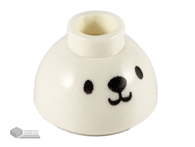 20952pb04 – Brick, Round 1 1/2 x 1 1/2 x 2/3 Dome Top with Animal Face Steamed Bun Pattern