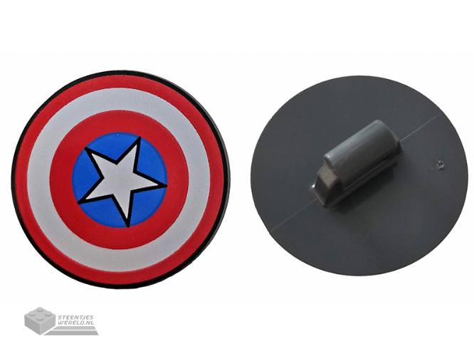 75902pb13 – Minifigure, Shield Circular Convex Face with Red and White Rings and Captain America Star Pattern