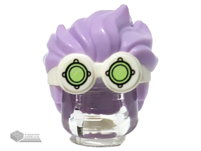 56298pb01 - Minifigure, Hair Combo, Goggles with Lime Lenses Pattern and Lavender Spiked Top Hair