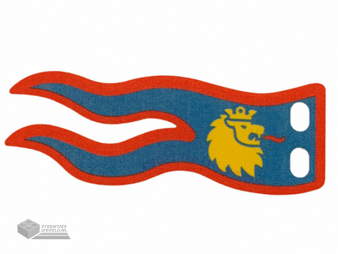 100731 – Cloth Flag 8 x 3 Wave with Lion Head on Blue Background with Red Border Pattern