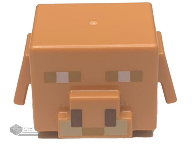 73232pb01 – Minifigure, Head, Modified Cube with Ear Flaps and Minecraft Piglin Face Pattern