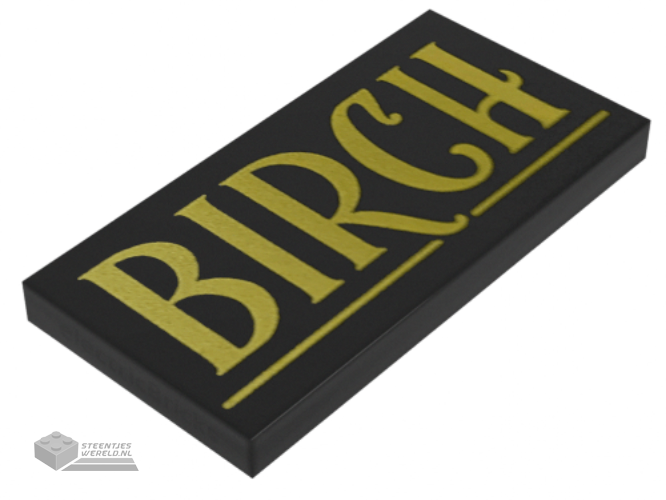 87079pb0672 – Tile 2 x 4 with Gold 'BIRCH' and Underline Pattern