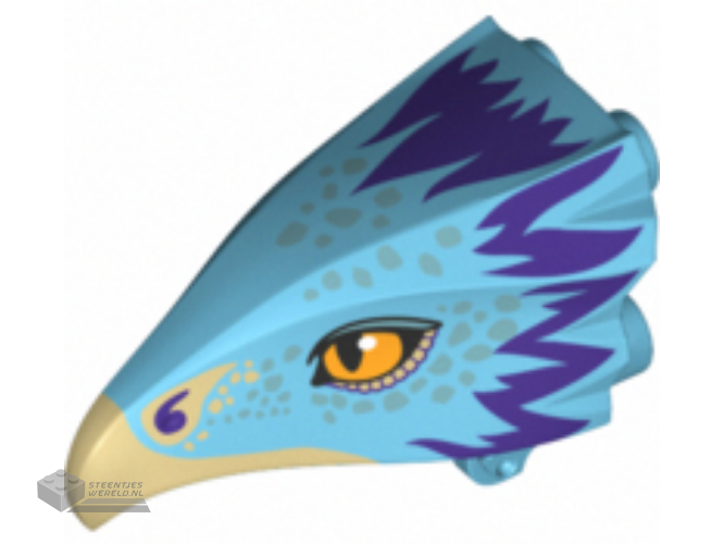 38832pb01 – Bird Head Jaw Upper with Dark Tan Beak and Purple Feathers Pattern (Occamy)