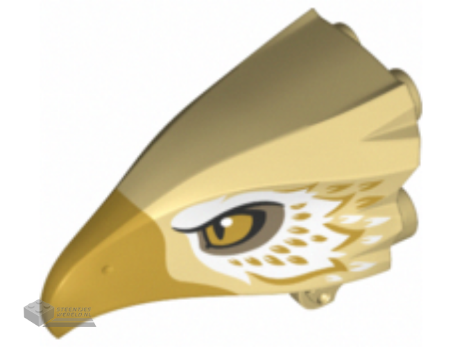 38832pb02 – Bird Head Jaw Upper with Gold Beak and White and Gold Feathers Pattern (Thunderbird)