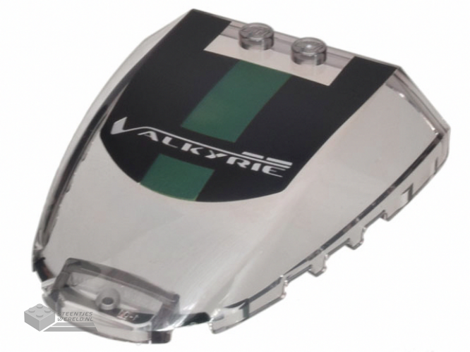 80222pb01 – Windscreen 6 x 7 x 1 1/3 with Black Roof and Dark Green Stripe, 'VALKYRIE' Logo Decal Pattern