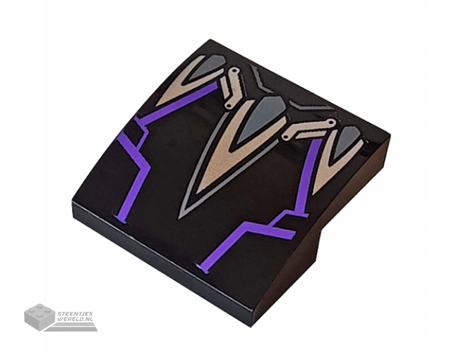 15068pb412 – Slope, Curved 2 x 2 x 2/3 with Silver Claws and Dark Purple Highlights Pattern