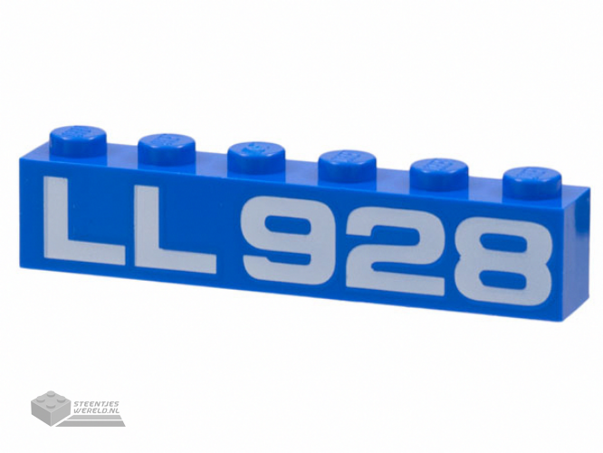 3009pb244 – Brick 1 x 6 with White 'LL 928' Pattern