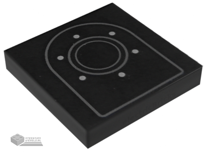 3068bpb1281 - Tile 2 x 2 with Groove with Arch Outline, Two Circles and Six Rivets Pattern