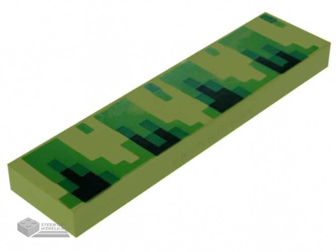 2431pb755 – Tile 1 x 4 with Pixelated Bright Green, Dark Green, and Green Pattern (Sonic Grass)
