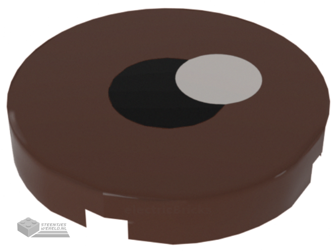 14769pb320 – Tile, Round 2 x 2 with Bottom Stud Holder with Black Pupil and White Glint Pattern