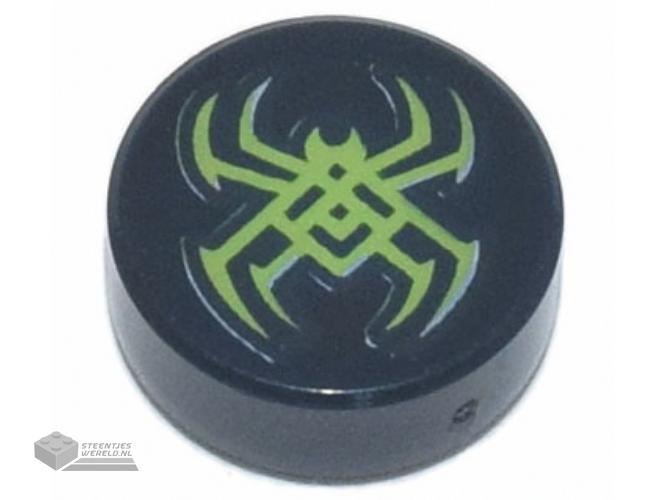 98138pb185 – Tile, Round 1 x 1 with Lime Spider Pattern