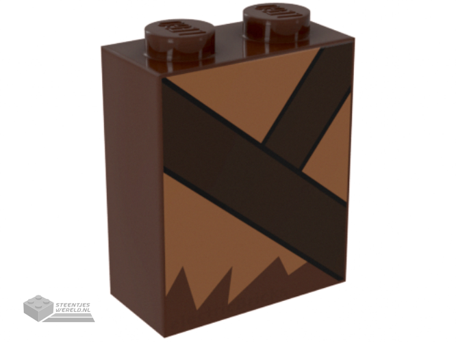3245cpb068 – Brick 1 x 2 x 2 with Inside Stud Holder with Medium Nougat Fur and Dark Brown Strap Pattern