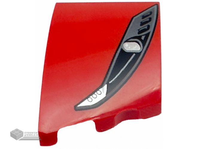 80177pb005 – Wedge 3 x 2 Left No Studs with Ferrari Car Headlight, Black and Dark Silver Casing, Silver Bulb Pattern