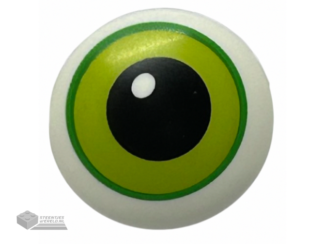 2654pb021 – Plate, Round 2 x 2 with Rounded Bottom with Lime Eye with Green Outline Pattern (HP Dobby Eye)plat