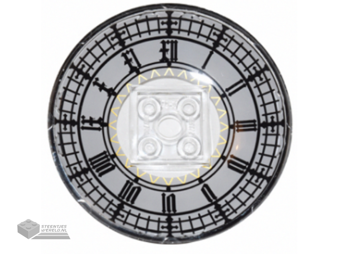44375bpb07 – Dish 6 x 6 Inverted (Radar) – Solid Studs with Big Ben Clock Face Pattern